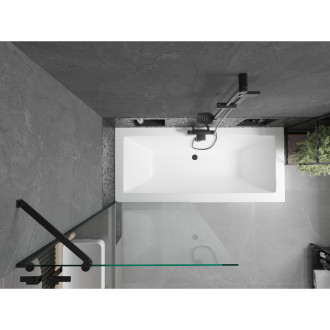 Mexen Cube vana 180x80cm panel + zástěna 80 cm, průhledná, černá 550518080X9508000070