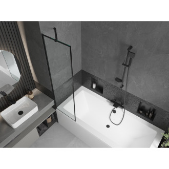 Mexen Cube vana 180x80 cm s panelem a zástěnou 50 cm, černý vzor 550518080X9505007070