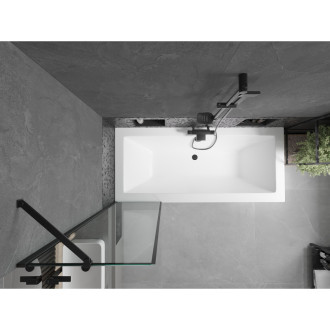Mexen Cube vana 180x80 cm s panelem a zástěnou 50 cm, černý vzor 550518080X9505007070