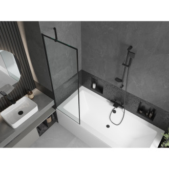 Mexen Cube vana 180x80 cm s panelem a zástěnou 60 cm, černý vzor 550518080X9506007070