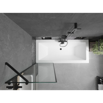 Mexen Cube vana 180x80 cm s panelem a zástěnou 60 cm, černý vzor 550518080X9506007070