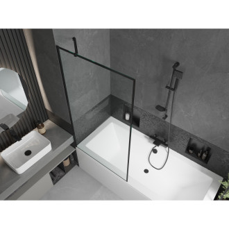 Mexen Cube vana 180x80 cm s panelem a zástěnou 90 cm, černý vzor 550518080X9509007070