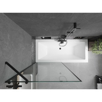 Mexen Cube vana 180x80 cm s panelem a zástěnou 90 cm, černý vzor 550518080X9509007070