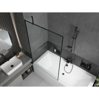 Mexen Cube vana 180x80 cm s panelem a zástěnou 100 cm, černý vzor 550518080X9510007070