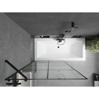 Mexen Cube vana 180x80 cm s panelem a zástěnou 100 cm, černý vzor 550518080X9510007077