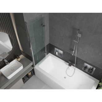 Mexen Cube vana 170x80cm panel + zástěna 100 cm, transparent, chrom 550517080X9210020100