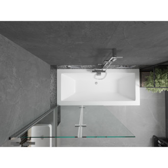 Mexen Cube vana 170x80cm panel + zástěna 100 cm, transparent, chrom 550517080X9210020100