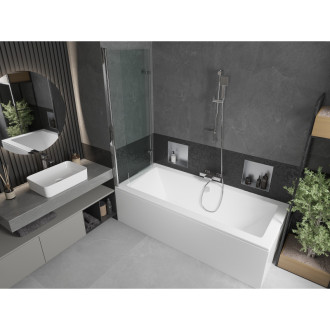 Mexen Cube vana 170x80cm panel + zástěna 120 cm, transparent, chrom 550517080X9212020100