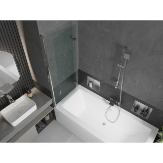 Mexen Cube vana 170x80cm panel + zástěna 120 cm, transparent, chrom 550517080X9212020100