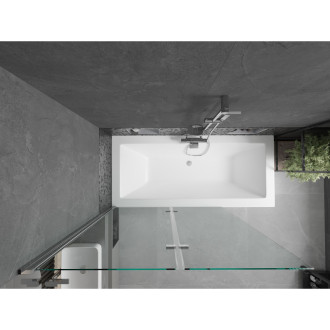 Mexen Cube vana 170x80cm panel + zástěna 120 cm, transparent, chrom 550517080X9212020100