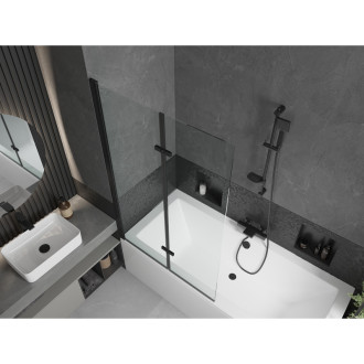 Mexen Cube vana 170x80cm panel + zástěna 100 cm, průhledná, černá 550517080X9210027000