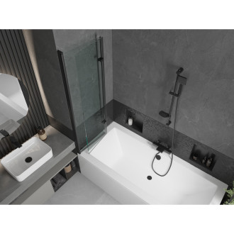 Mexen Cube vana 170x80cm panel + zástěna 100 cm, průhledná, černá 550517080X9210027000