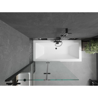 Mexen Cube vana 170x80cm panel + zástěna 100 cm, průhledná, černá 550517080X9210027000
