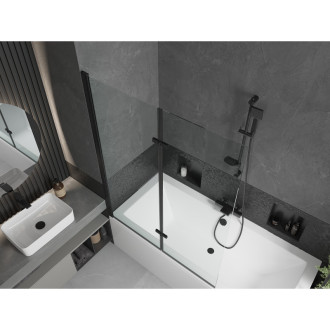 Mexen Cube vana 170x80cm panel + zástěna 120 cm, průhledná, černá 550517080X9212027000
