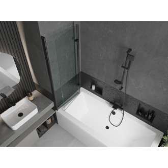 Mexen Cube vana 170x80cm panel + zástěna 120 cm, průhledná, černá 550517080X9212027000