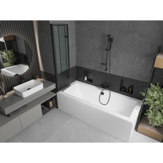 Mexen Cube vana 170x80 cm s panelem a zástěnou 80 cm, černý vzor 550517080X9208027070