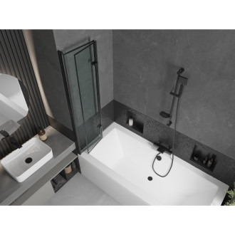 Mexen Cube vana 170x80 cm s panelem a zástěnou 80 cm, černý vzor 550517080X9208027070