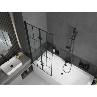 Mexen Cube vana 170x80 cm s panelem a zástěnou 80 cm, černý vzor 550517080X9208027077