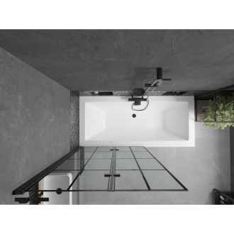 Mexen Cube vana 170x80 cm s panelem a zástěnou 100 cm, černý vzor 550517080X9210027077