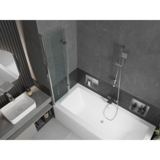 Mexen Cube vana 180x80cm panel + zástěna 80 cm, transparent, chrom 550518080X9208020100