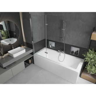 Mexen Cube vana 180x80cm panel + zástěna 120 cm, transparent, chrom 550518080X9212020100