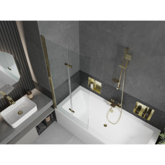 Mexen Cube vana 180x80cm panel + zástěna 80 cm, průhledná, zlatá 550518080X9208025000