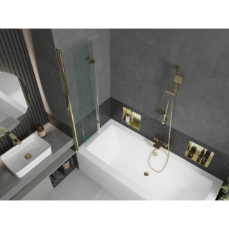 Mexen Cube vana 180x80cm panel + zástěna 80 cm, průhledná, zlatá 550518080X9208025000