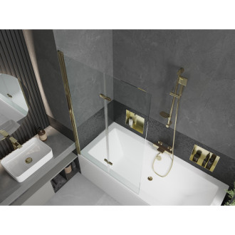 Mexen Cube vana 180x80cm panel + zástěna 100 cm, transparent, zlatá 550518080X9210025000