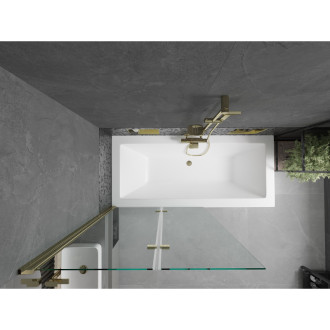 Mexen Cube vana 180x80cm panel + zástěna 100 cm, transparent, zlatá 550518080X9210025000