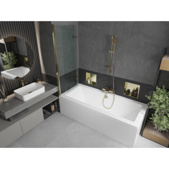 Mexen Cube vana 180x80cm panel + zástěna 120 cm, průhledná, zlatá 550518080X9212025000