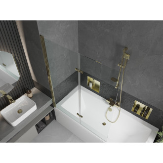 Mexen Cube vana 180x80cm panel + zástěna 120 cm, průhledná, zlatá 550518080X9212025000