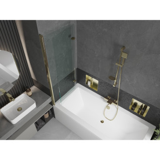 Mexen Cube vana 180x80cm panel + zástěna 120 cm, průhledná, zlatá 550518080X9212025000