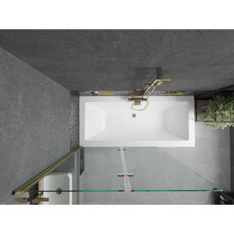 Mexen Cube vana 180x80cm panel + zástěna 120 cm, průhledná, zlatá 550518080X9212025000