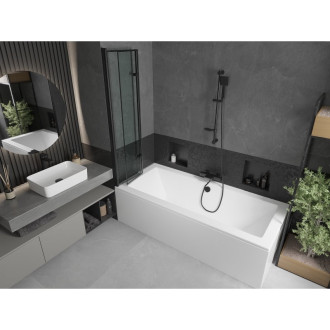 Mexen Cube vana 180x80 cm s panelem a zástěnou 80 cm, černý vzor 550518080X92080027070