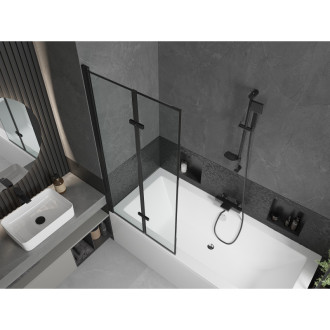 Mexen Cube vana 180x80 cm s panelem a zástěnou 80 cm, černý vzor 550518080X92080027070