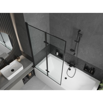 Mexen Cube vana 180x80 cm s panelem a zástěnou 100 cm, černý vzor 550518080X92100027070