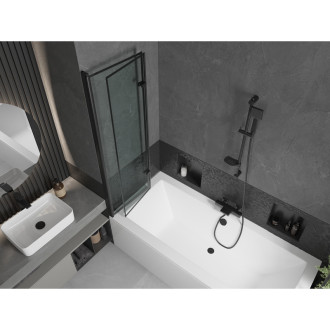 Mexen Cube vana 180x80 cm s panelem a zástěnou 100 cm, černý vzor 550518080X92100027070