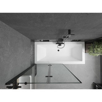 Mexen Cube vana 180x80 cm s panelem a zástěnou 100 cm, černý vzor 550518080X92100027070