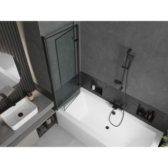 Mexen Cube vana 180x80 cm s panelem a zástěnou 120 cm, černý vzor 550518080X92120027070