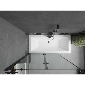 Mexen Cube vana 180x80 cm s panelem a zástěnou 120 cm, černý vzor 550518080X92120027070