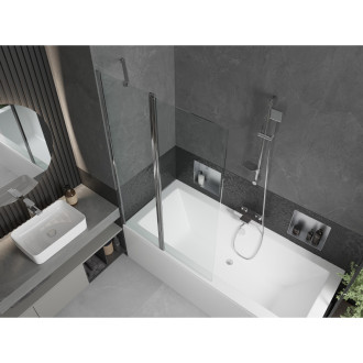 Mexen Cube vana 170x80cm panel + zástěna 100 cm, transparent, chrom 550517080X9410110100