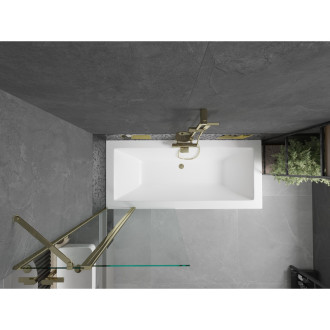 Mexen Cube vana 170x80cm panel + zástěna 80 cm, průhledná, zlatá 550517080X9408115000