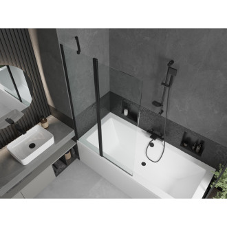Mexen Cube vana 170x80cm panel + zástěna 100 cm, průhledná, černá 550517080X9410117000