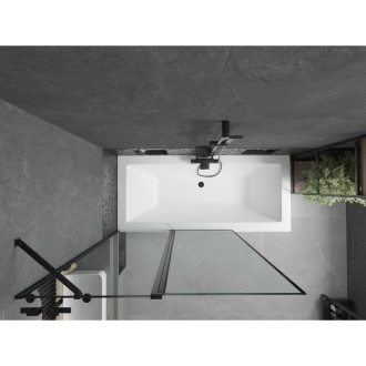 Mexen Cube vana 170x80 cm s panelem a zástěnou 120 cm, černý vzor 550517080X9412117070