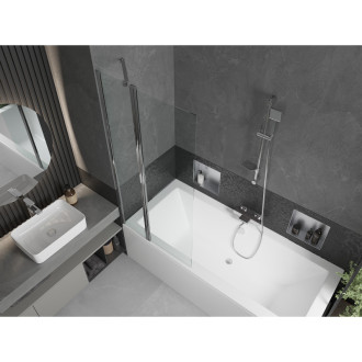 Mexen Cube vana 180x80cm panel + zástěna 80 cm, transparent, chrom 550518080X9408110100