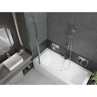 Mexen Cube vana 180x80cm panel + zástěna 80 cm, transparent, chrom 550518080X9408110100