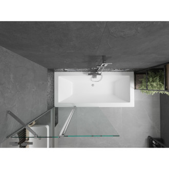 Mexen Cube obdélníková vana 180 x 80 cm s pláštěm a 1 křídlovou zástěnou 100 cm, transparentní, chrom - 550518080X9410110100