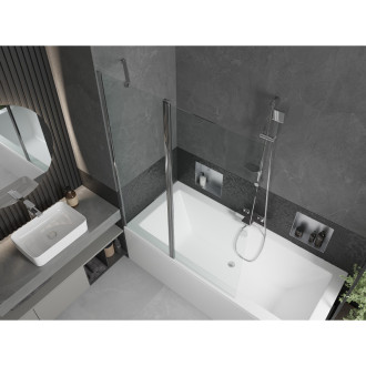 Mexen Cube vana 180x80cm panel + zástěna 120 cm, transparent, chrom 550518080X9412110100