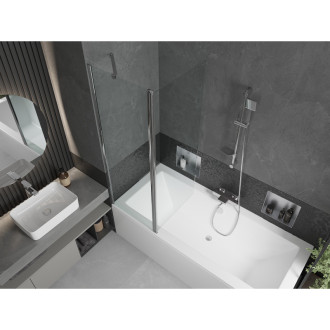 Mexen Cube vana 180x80cm panel + zástěna 120 cm, transparent, chrom 550518080X9412110100