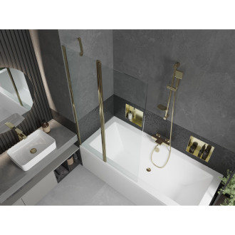 Mexen Cube vana 180x80cm panel + zástěna 100 cm, průhledná, zlatá 550518080X9410115000